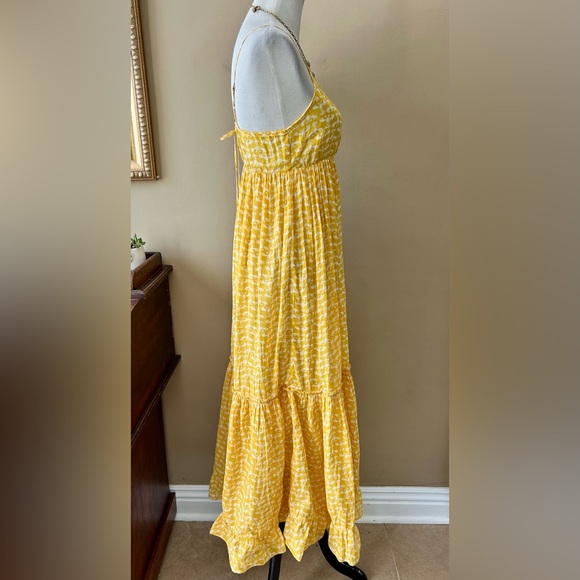 Anthropologie Porridge Yellow Lobster Print Tiered Maxi Dress Size Small - Picture 10 of 14